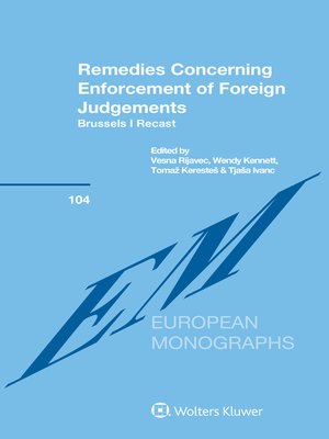cover image of Remedies Concerning Enforcement of Foreign Judgements